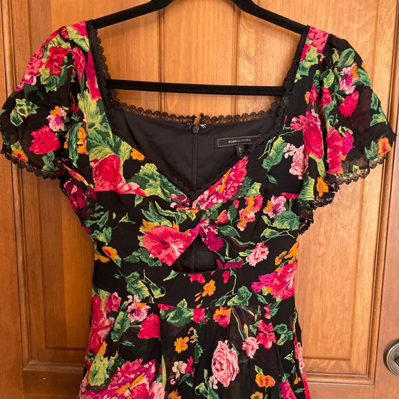 Revolve BCBGMAXAZRIA Twist Front Romper Floral Silk SZ XXS - Picture 4 of 10